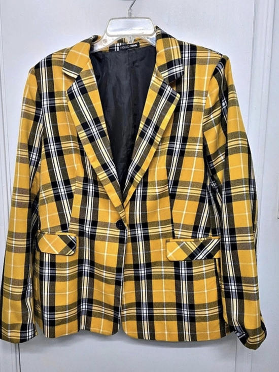 Fashion Nova Jackets & Blazers - Fashion Nova Plaid Blazer in Yellow & Black Like New